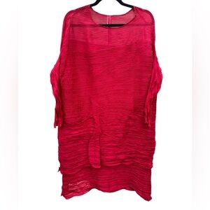 MC Oasis Red Textured Tunic/Dress NWTS size One Size Plus Size Crinkled Fabric